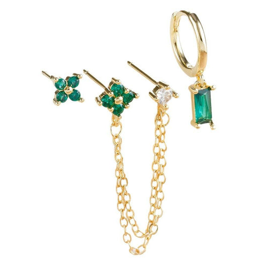 3-Piece Birthstone Earrings Set - Zodiac Designs for Stylish Women - Buy Center