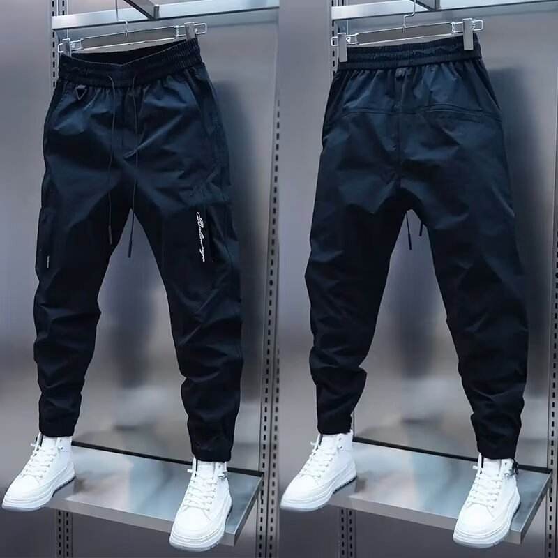 Men's Casual Jogger Pants - Loose Straight Fit in Black and Beige - Buy Center