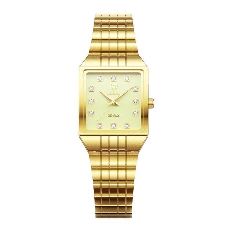 Luxury Gold Men's Quartz Watch - Classic Diamond Design, Slim 7mm - Buy Center