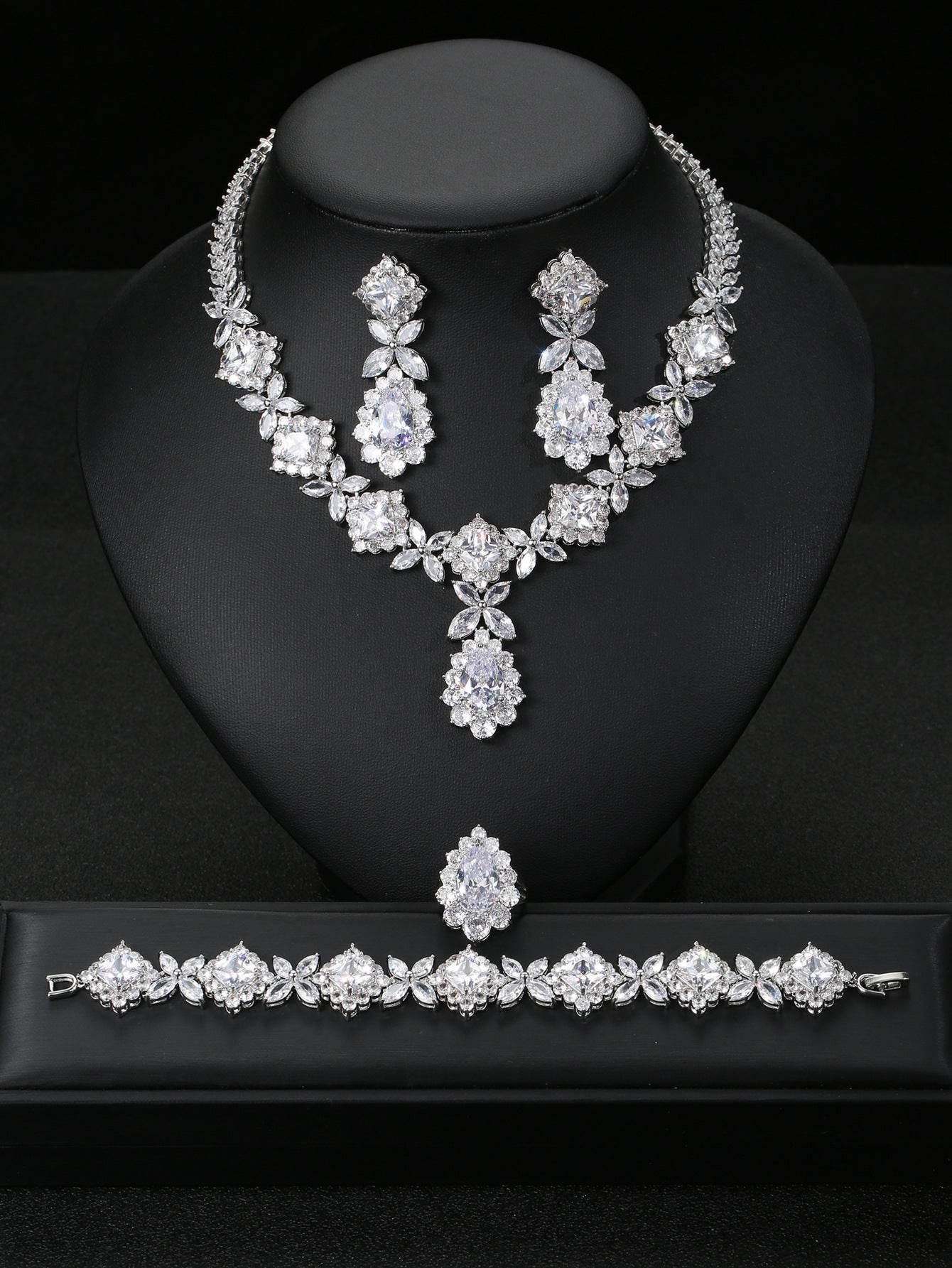 Buy Center European Luxury Zircon Jewelry Set - Necklace, Earrings, Ring - Buy Center