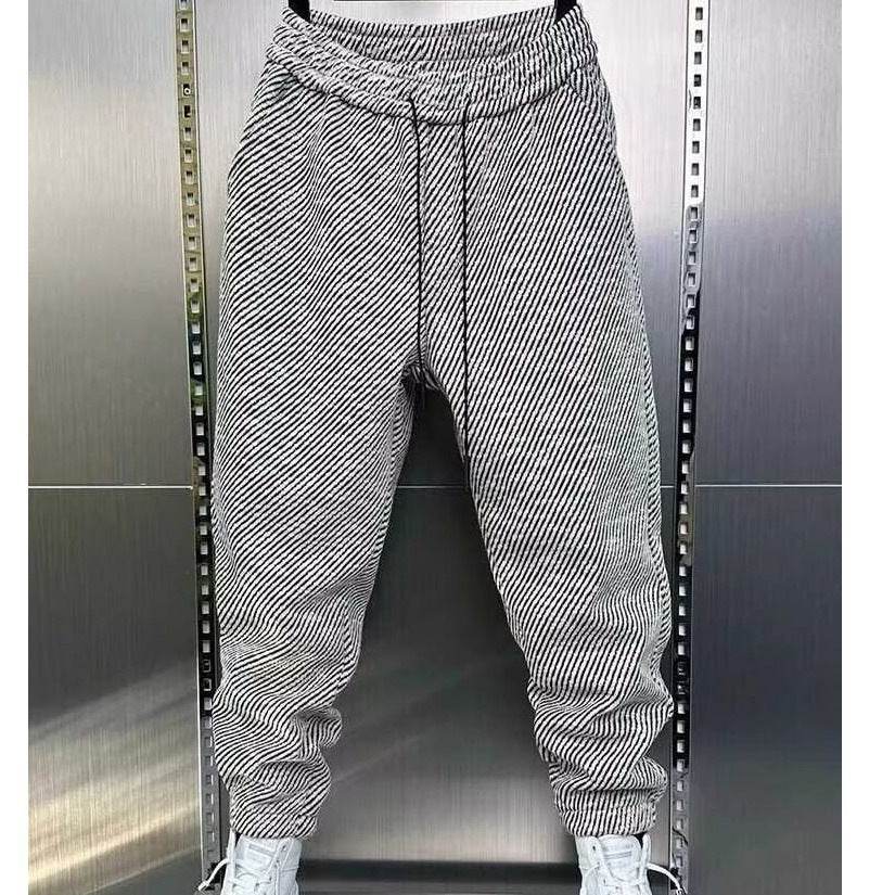 Fashionable Loose Ankle Banded Pants - Mid Waist, Elastic Waist Fit - Buy Center