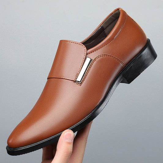 Men's Pointed-Toe Leather Shoes - Slip-On, Stylish Formal Business Wear - Buy Center