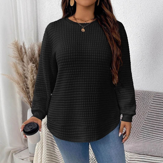 Women's Casual Pullover Sweater - Solid Color Plaid, Sizes XL to 5XL - Buy Center