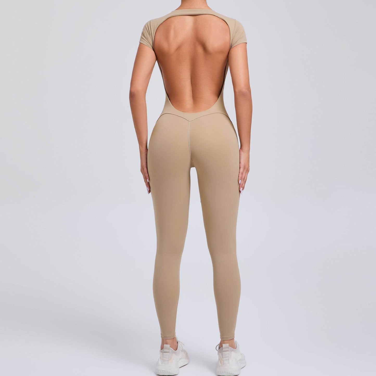 Buycenter Pure Color Tight Yoga Jumpsuit - Moisture Absorbent & Flexible Fit - Buy Center