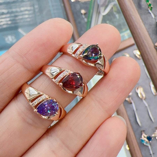 BuyCenter Rose Gold Zircon Ring - Vintage Floral Geometry Jewelry - Buy Center