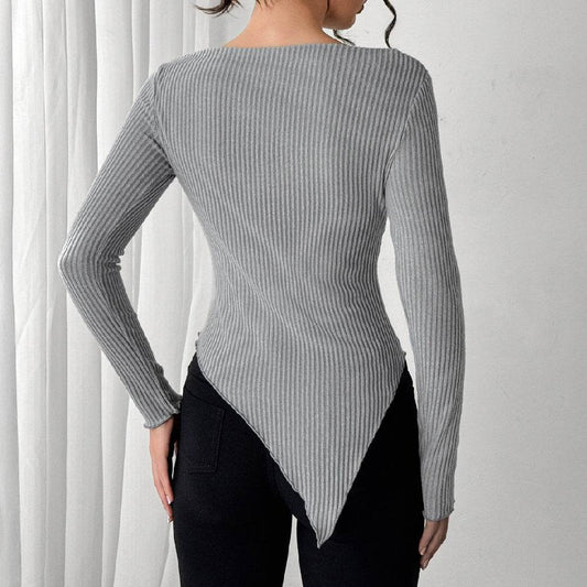 Buycenter Women's Elegant Knit Casual Top - Solid Color Pullover Sweater - Buy Center