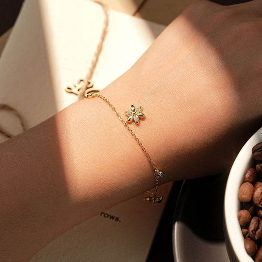 Sterling Silver Moissanite Flower Bracelet - Elegant Gift for Women - Buy Center