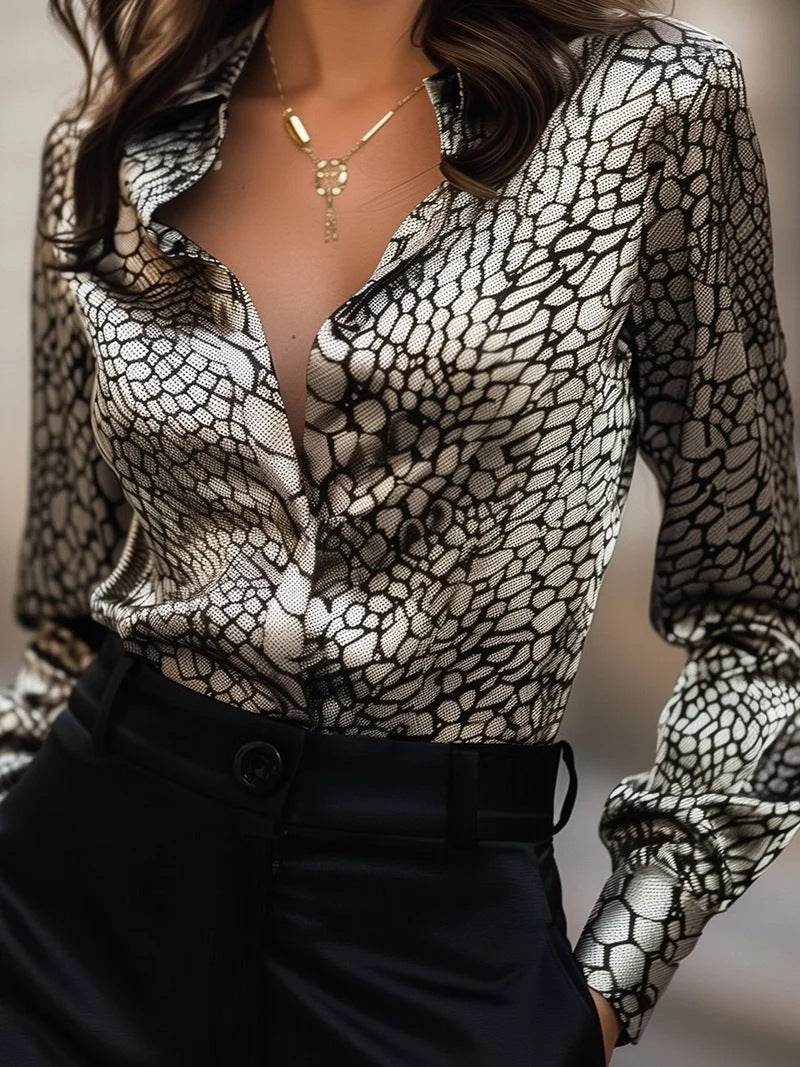High Elastic Satin Leopard Print Loose Shirt - Casual Cardigan Style 2025 - Buy Center