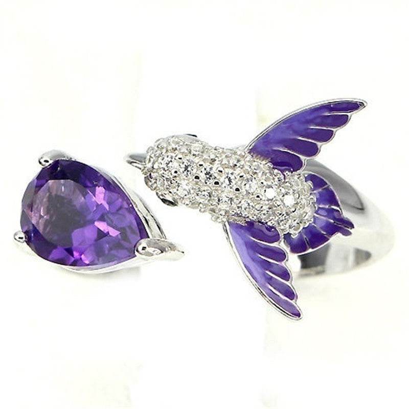 Buy Center Adjustable Purple Droplet Diamond Ring - Trendy Unisex Style - Buy Center