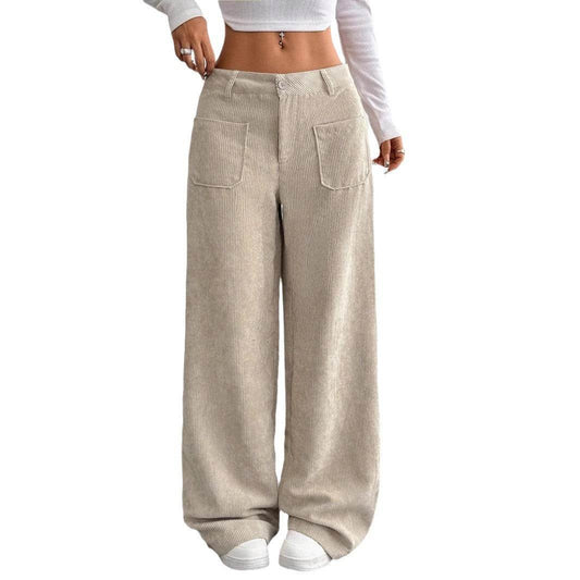 Loose Solid Color Wide Leg Pants - Trendy Pocket Design for Style - Buy Center