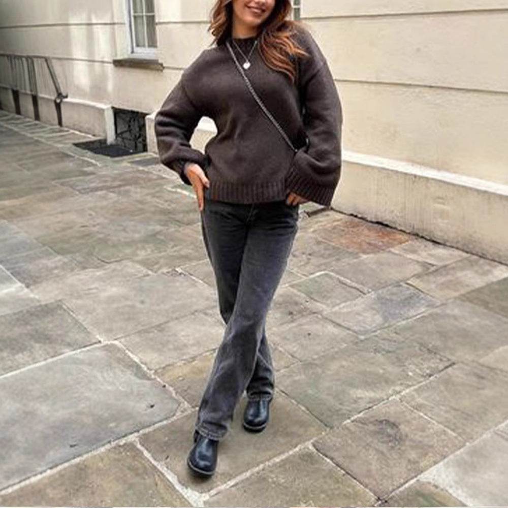Versatile Loose-Fitting Long Sleeve Sweater - Stylish Comfy Pullover 2025 - Buy Center