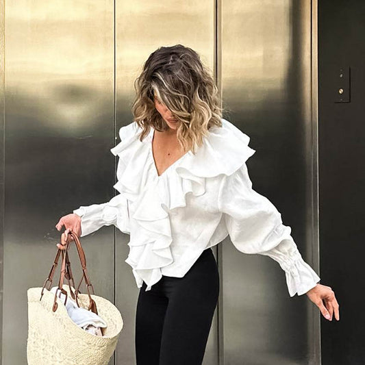 Buycenter Women's Casual Cotton Linen Blazer - All-match White Top - Buy Center