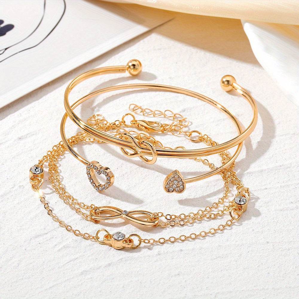 Buycenter Alloy Love Knot Bracelet Set - Heart Design for Women - Buy Center