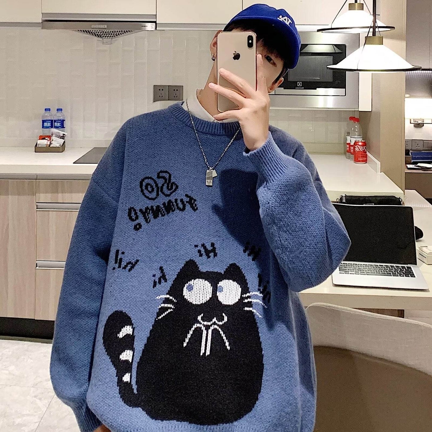 Stylish Men's Knitwear - Loose Fit Pullover Sweater for Autumn & Winter - Buy Center