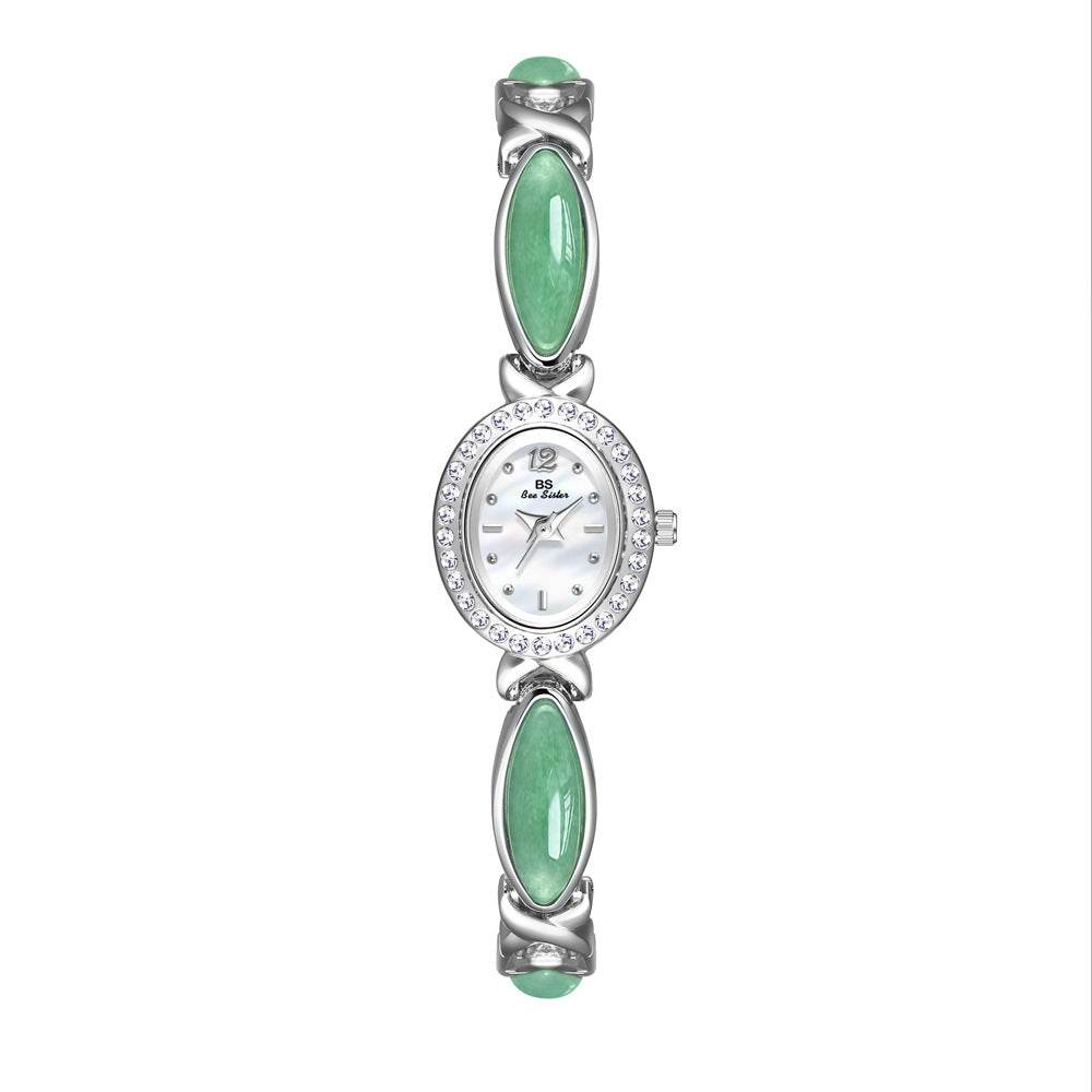 Buy Center Women's Premium Jade Chain Watch - Stylish Aventurine Design - Buy Center