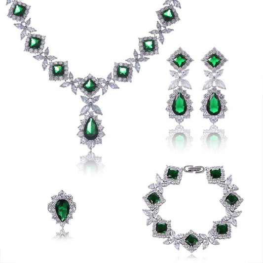Buy Center European Luxury Zircon Jewelry Set - Necklace, Earrings, Ring - Buy Center