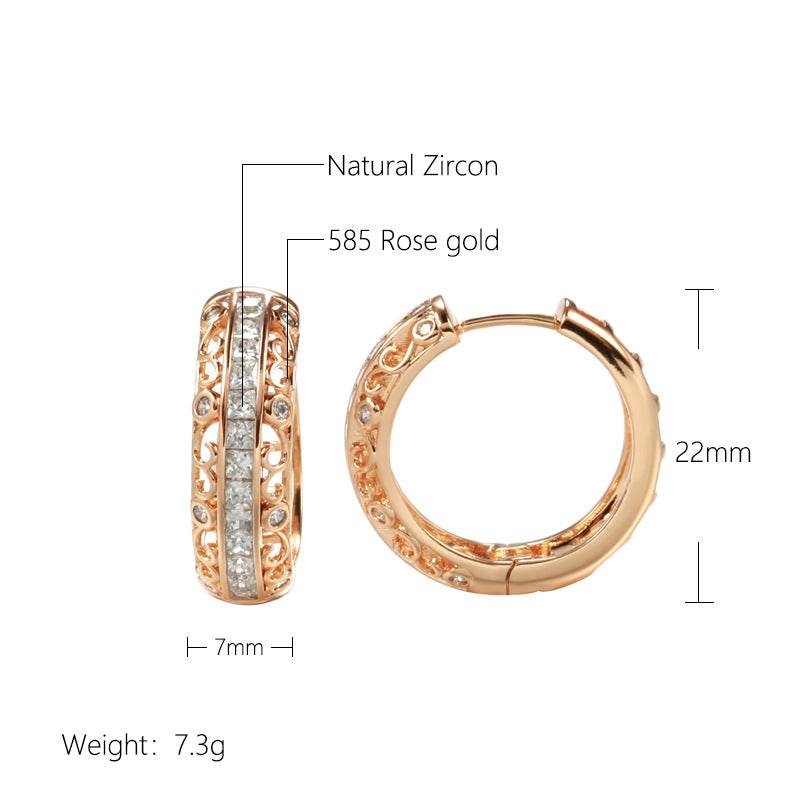 Elegant Rose Gold Earrings with Micro Rhinestones - Geometric Style - Buy Center