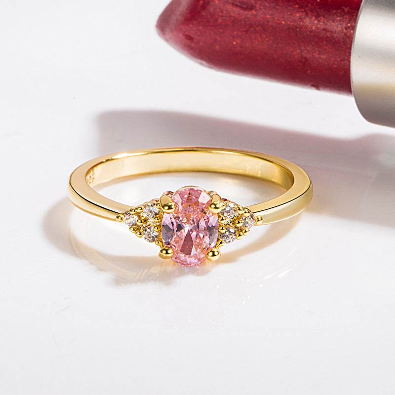 Buy Center Women's Personalized Pink Diamond Ring - Electroplated Gold - Buy Center