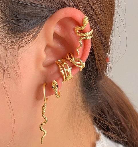 Elegant Rhinestone Butterfly Non-Piercing Earrings Set - 4 Stylish Pieces - Buy Center