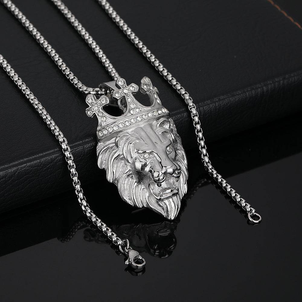 Street Style Gold Plated Crown Lion Pendant - Titanium Steel Keychain - Buy Center