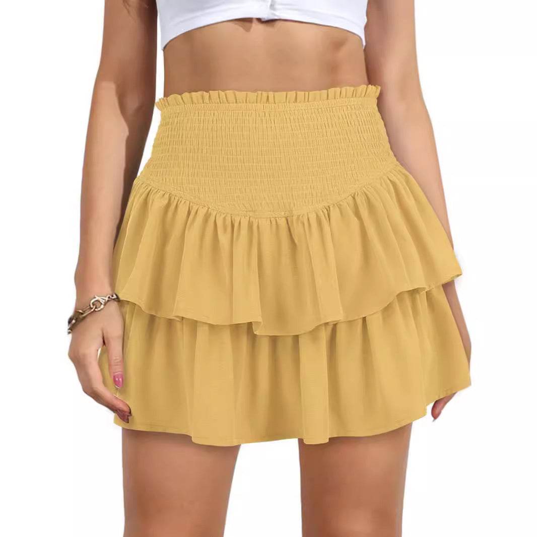 Buycenter High Waist Pleated Skirt - Slimming Solid Color Mini Style - Buy Center