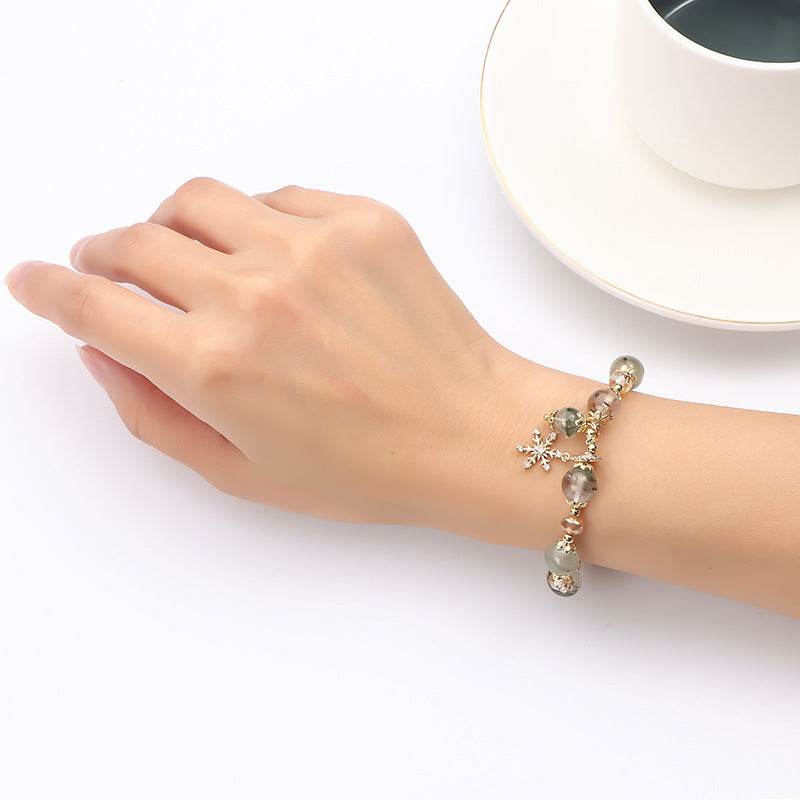 Natural Chorite Crystal Bracelet - Stylish Female Snowflake Pendant - Buy Center