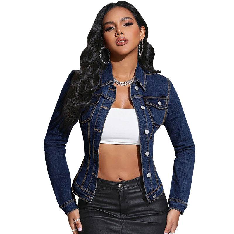 Buycenter Long Sleeve Denim Jacket - Stylish Lapel Pocket Design - Buy Center