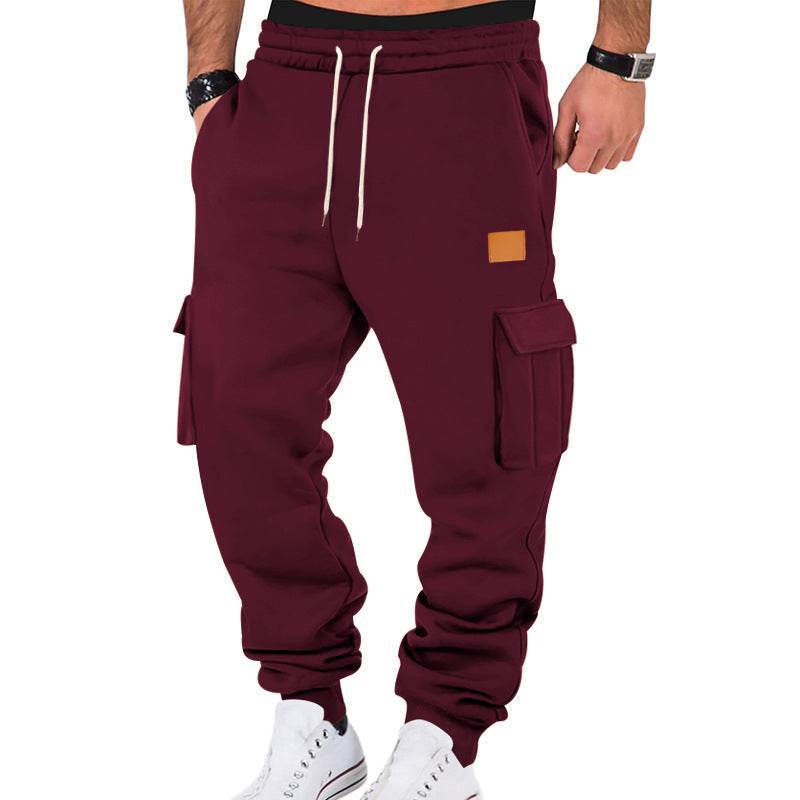 Men's Multi-pocket Cargo Sweatpants - Comfortable Solid Color Options - Buy Center