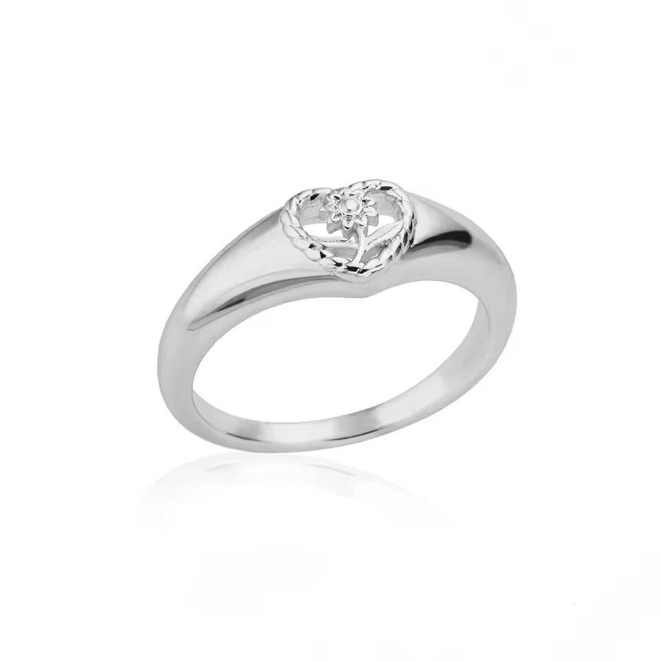 Buy Center Heart-Shaped Sunflower Ring - Hollow Out Design for Women - Buy Center