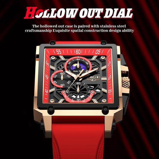 Buy Center Waterproof Quartz Square Watch - Stylish Silicone Band Options - Buy Center