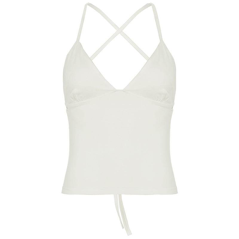 Buycenter V-Neck Hollow Out Exercise Skirt Suit - Solid Color & Sexy Style - Buy Center