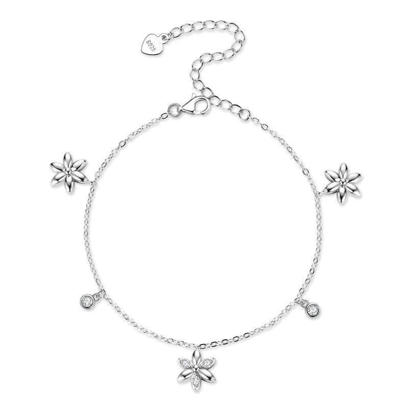 Sterling Silver Moissanite Flower Bracelet - Elegant Gift for Women - Buy Center