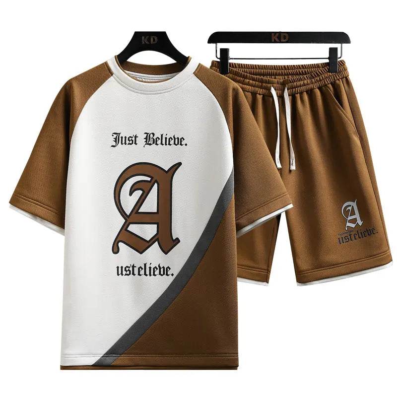 Summer Men’s Plaid Short Sleeve T-Shirt & Shorts Set - Casual Sportswear - Buy Center