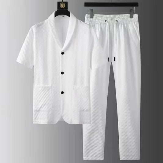 2024 Men's Casual Two-Piece Set - Short Sleeve Ice Silk Suit - Buy Center