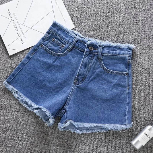 OKXGNZ Women's High Waist Denim Shorts - Casual Distressed Style - Buy Center