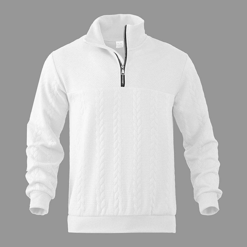 Men's Casual Knitted Stand Collar Sweater - Zippered Hoodie Style - Buy Center