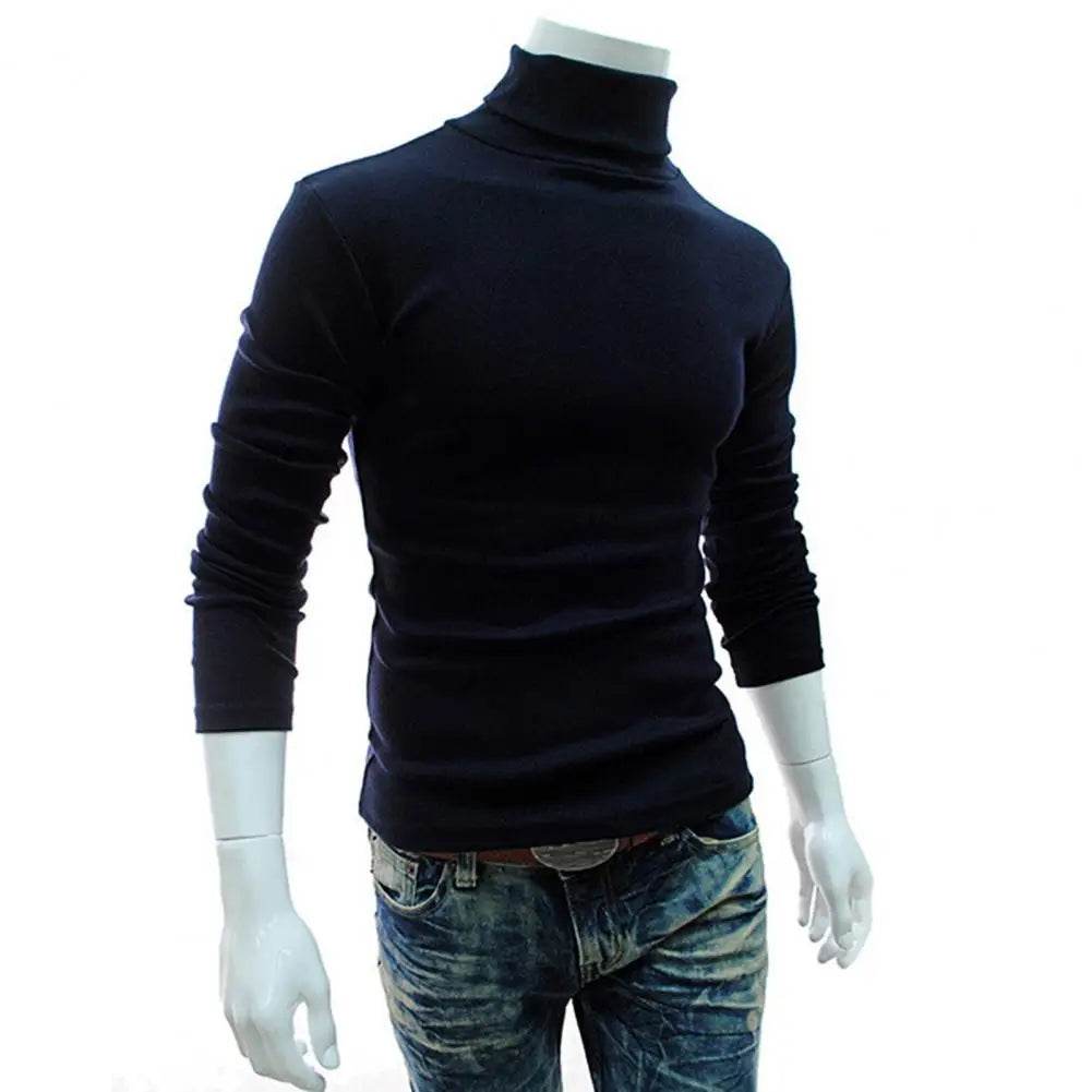 SANWOOD Men's Long Sleeve Pullover - Solid Color Stretchy Knitted Top - Buy Center