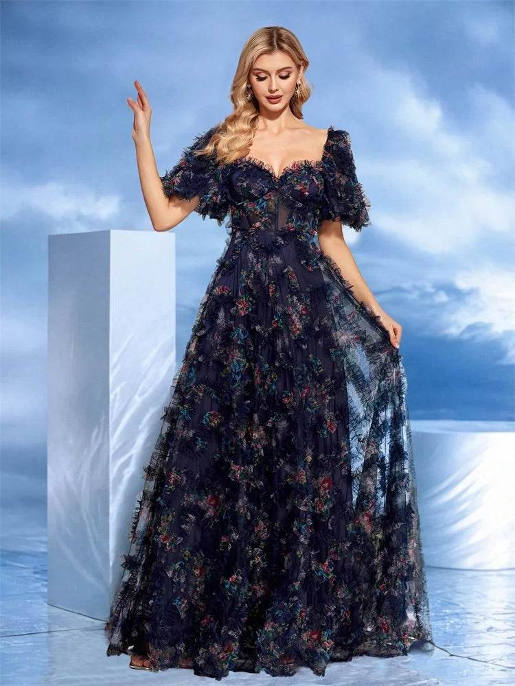 XUIBOL Luxury Floral Evening Dress - Mermaid Cocktail A-Line Style - Buy Center