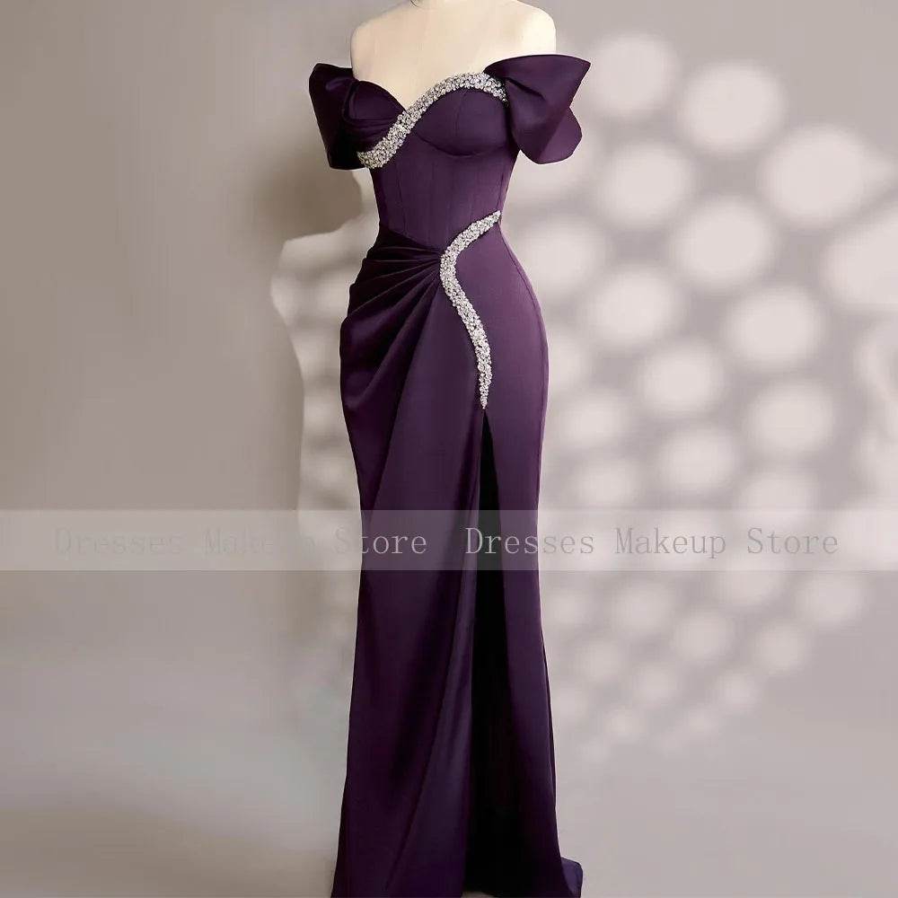 Elegant Pink Mermaid Prom Dress - Crystal Sweetheart Off Shoulder - Buy Center