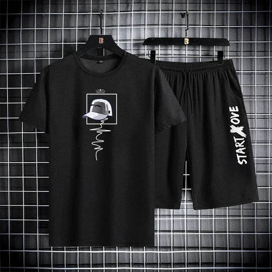 Men's Summer Quick-Drying Casual Tracksuit - Short Sleeve T-Shirt & Shorts - Buy Center