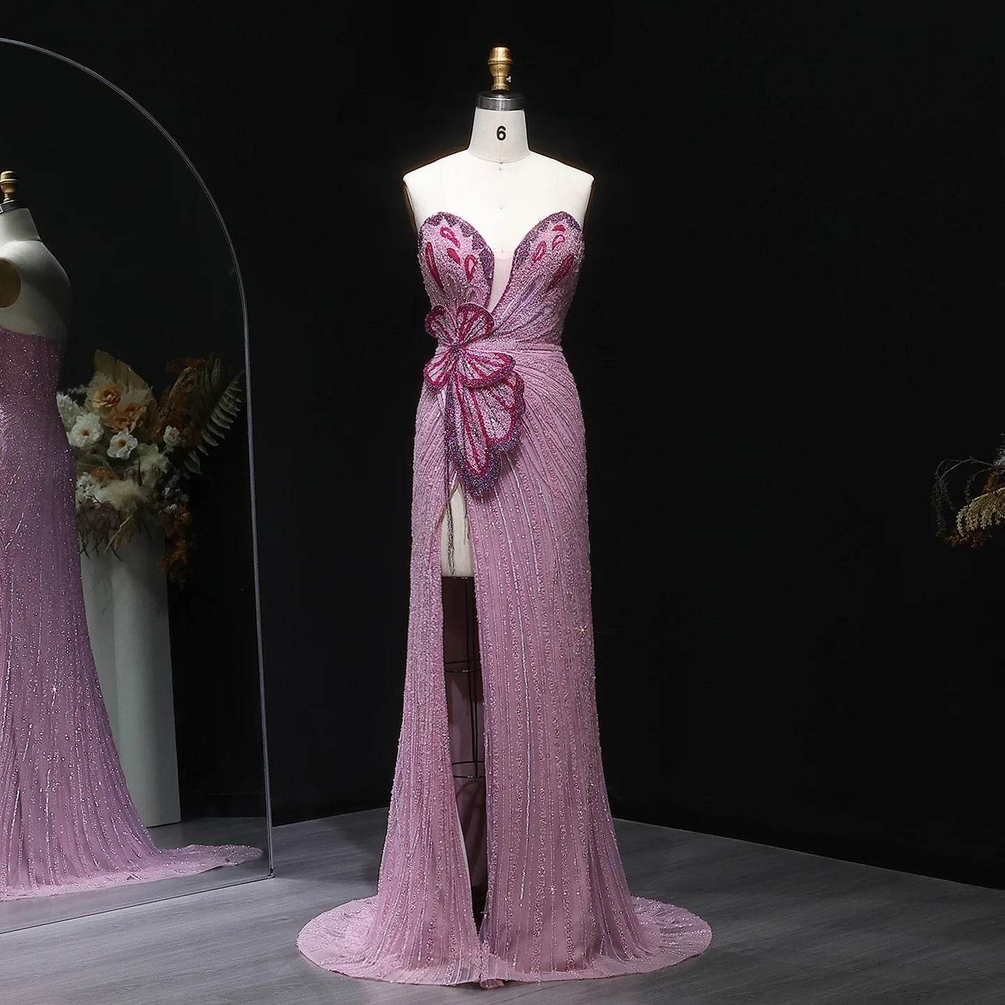 Sharon Said Pink Mermaid Evening Gown - Elegant Beaded Prom Dress - Buy Center