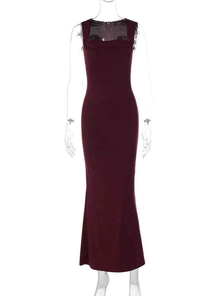 Mozision Square Collar Maxi Dress - Sexy Sleeveless Bodycon Style - Buy Center