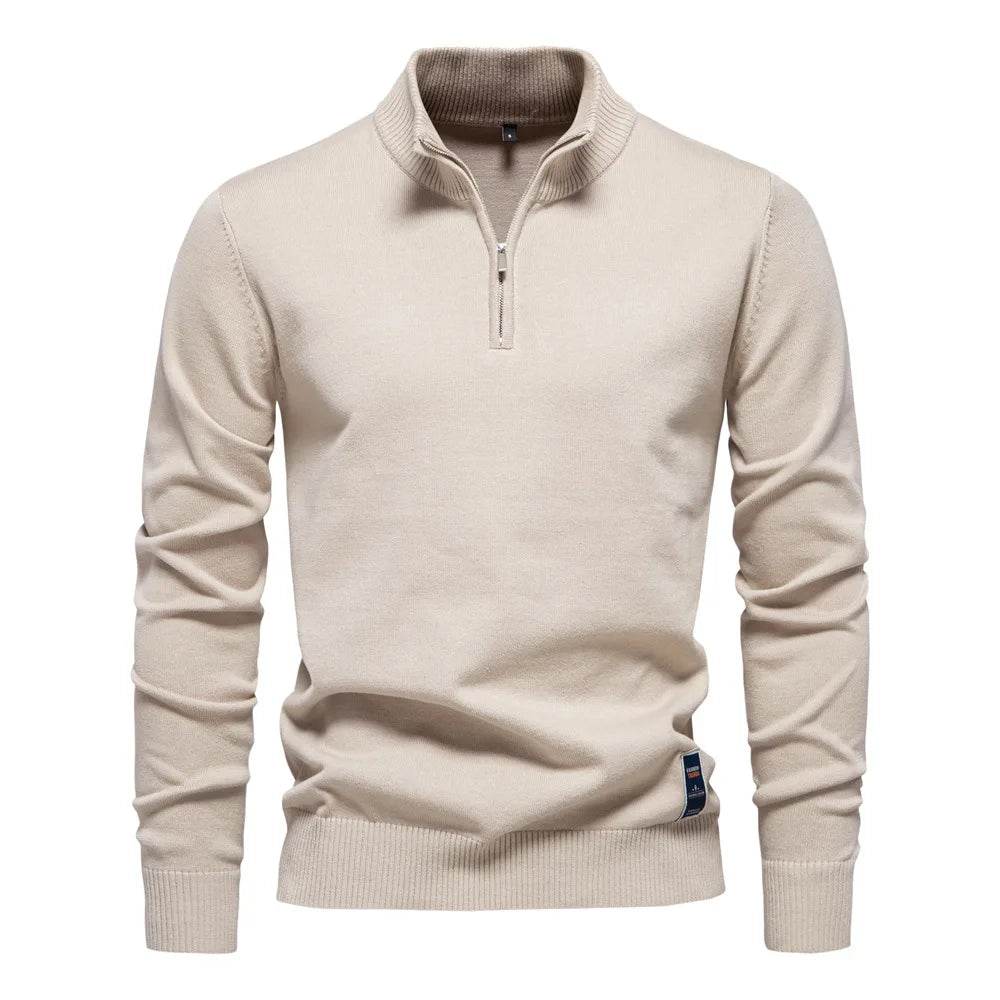 ZHANLINWU Men's Casual Pullover - Warm Half-Zip Solid Color Sweater - Buy Center