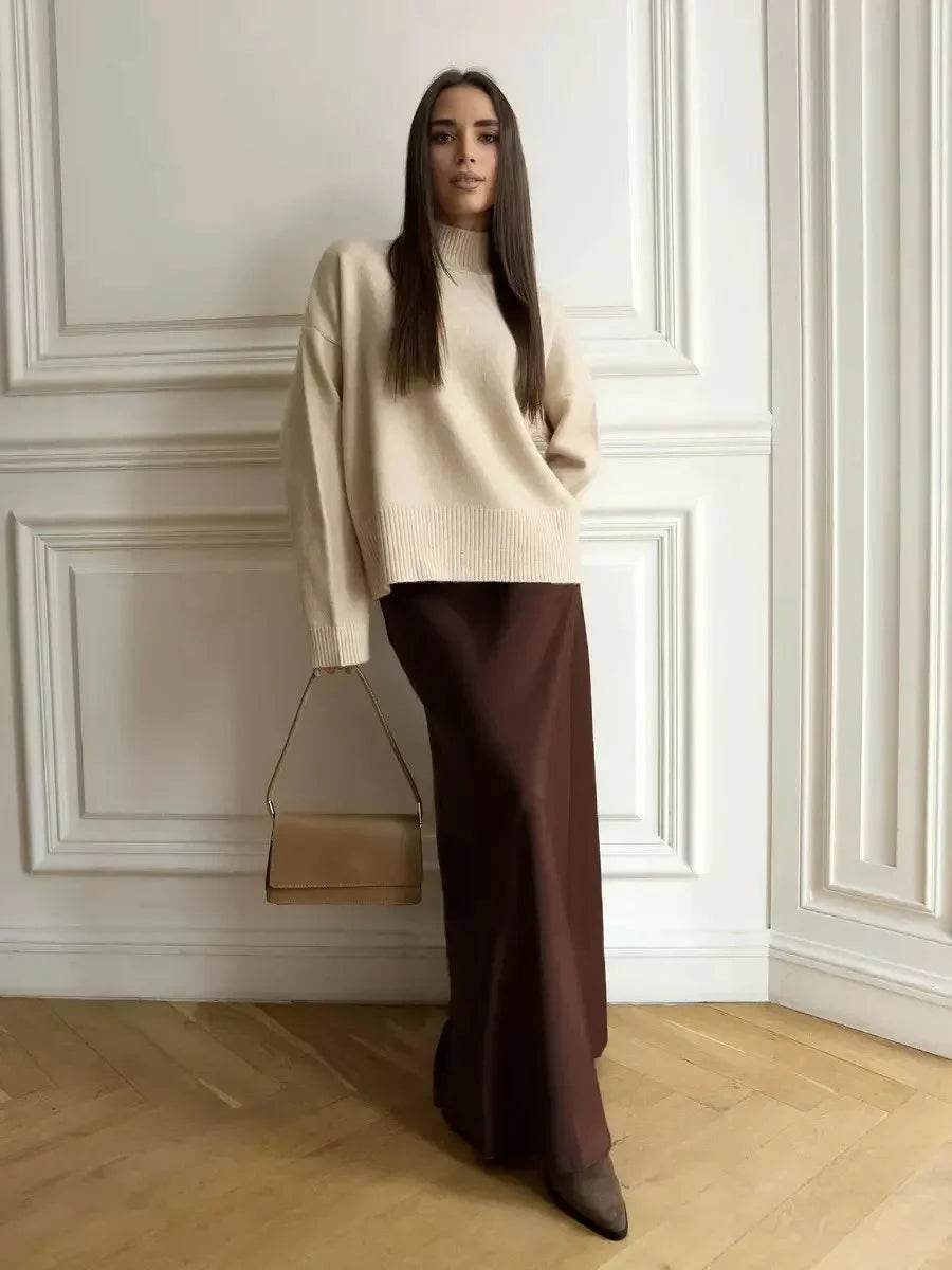 Bornladies Women's Casual Satin Maxi Skirt - High Waist Fishtail Style - Buy Center