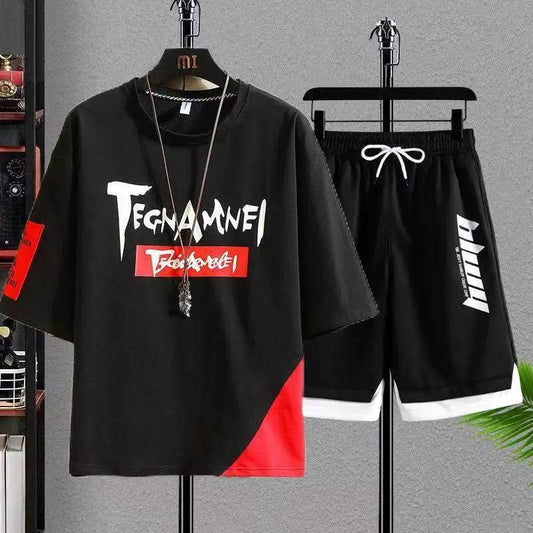 Plus Size 7XL Summer Men's Tracksuit - Casual Patchwork Set - Buy Center