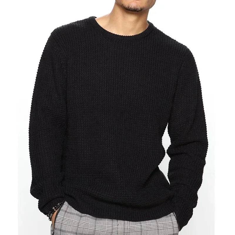 Btsukimi Men's Knitted Sweater - Casual Round Neck Pullover for Autumn - Buy Center