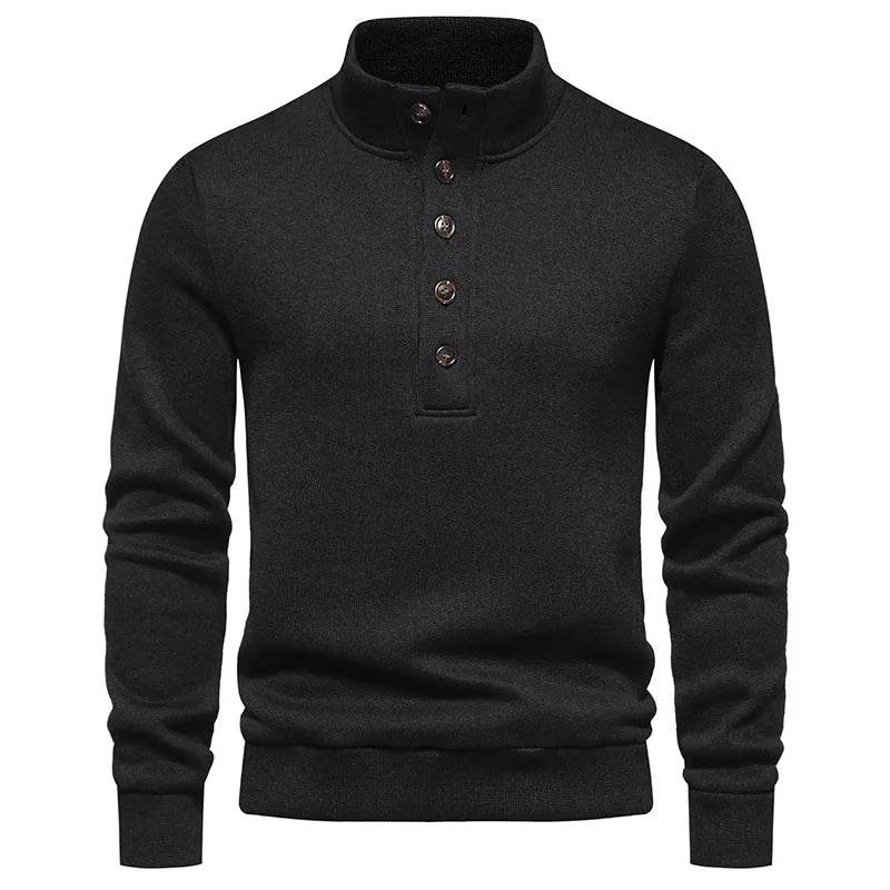 White Turtleneck Button Down Sweater for Men Autumn Winter Long Sleeve Knit Sweater Mens Casual Soft Lightweight Bottoming Shirt - Buy Center