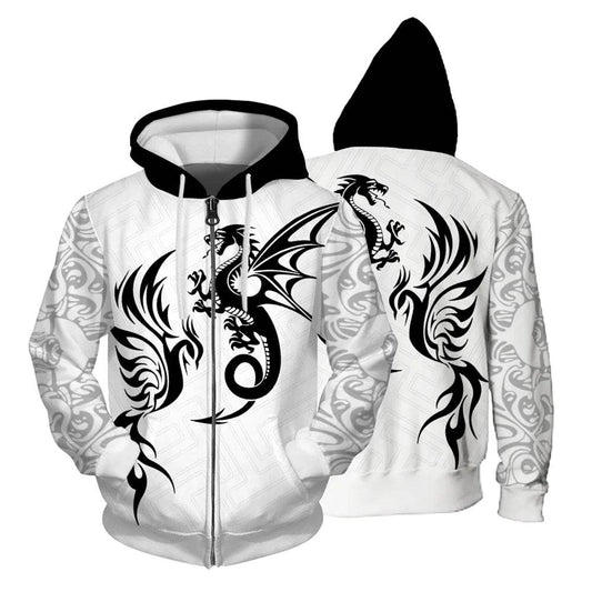 Autumn Hoodies for Men - Comfortable Skull Print Zip Sweatshirt - Buy Center