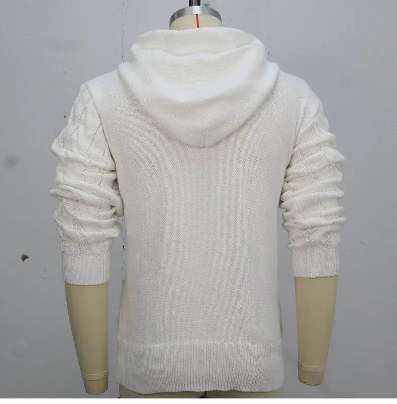 Men Sweatshirts Pullovers Sweaters Solid Casual Loose Splice Hooded Knitted Drawstring Regular Thick Warm Tops Autumn Winter - Buy Center