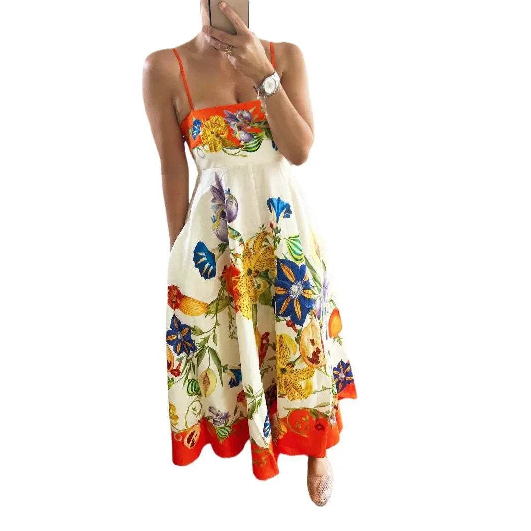 2024 Personalized Off-Shoulder Linen Dress - Lace Trim, Sleeveless Style - Buy Center